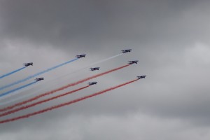 The French Airforce put on a concluding display to show how far flight has come in the past century