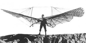 Otto Lilienthal preparing to take off